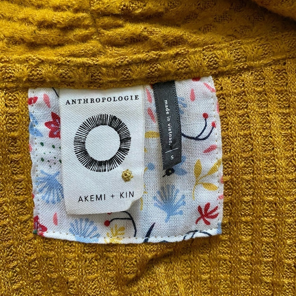 Anthropologie Akemi+Kin Amemo Woodruff Top Wrap Sweater in Mustard Yellow Size S - Picture 8 of 9